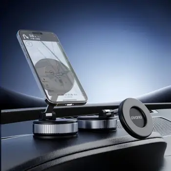 Mbajtës telefoni për veturë Dudao F24PRO, magnetik MagSafe, gotë thithëse për xham/tablolinë, i rregullueshëm 360°, i zi