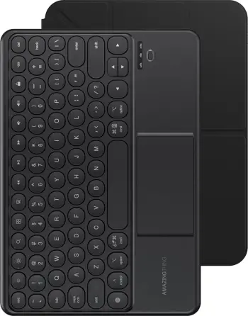 Mbështjellës me tastierë Bluetooth me touchpad, AmazingThing, Minimal Case KeyLite Combo, për iPad Air 11" (M3 2025), kënd i rregullueshëm, i zi