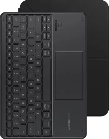 Mbështjellës me tastierë Bluetooth, AmazingThing, Minimal Case KeyLite Combo, për iPad 11" 2025, me touchpad dhe qëndrim me kënde, i zi