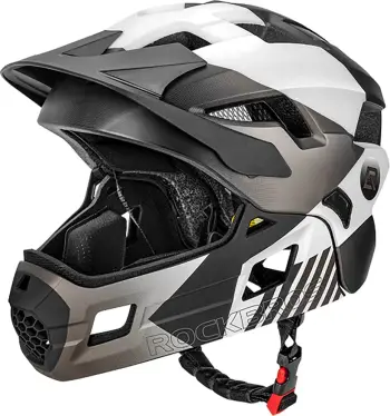 Kaskë biçiklete fëmijësh, Rockbros, TS-61 10110061005, 2‑në‑1 full-face me mjekër të heqshme, madhësia S (48-54), gri