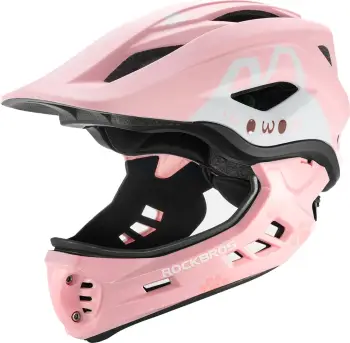 Helmetë biçiklete full-face Rockbros TT-32002 Rabbit, mjekër e heqshme, M 54-58 cm, rozë