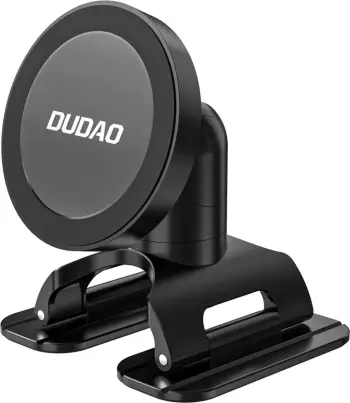 Mbajtës makine magnetik për celular, Dudao F25, MagSafe, rrotullim 360°, për pult ose xham, i zi