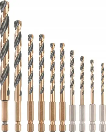 Set shpuese DeWalt Impact Hex HSS, 10 copë, 3 10mm, Black and Gold