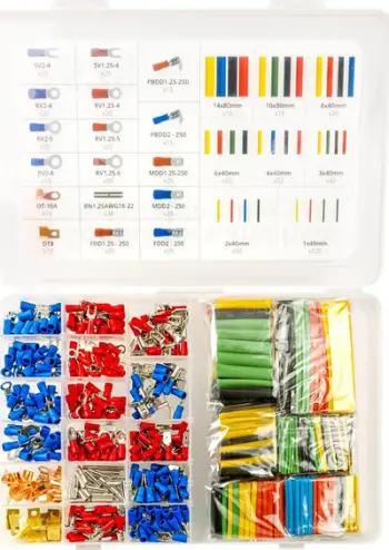 Set konektorësh elektrikë AMiO, 687 pjesë, me tuba termokunjë, multicolor