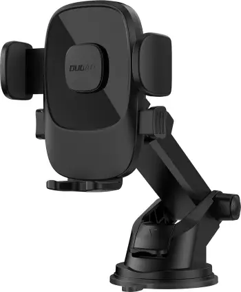 Mbajtës për celular, Dudao F2N+, kupë thithëse 10 kg, mekanizëm gravitacional, rrotullim 360°, për xham/tablolinë, i zi