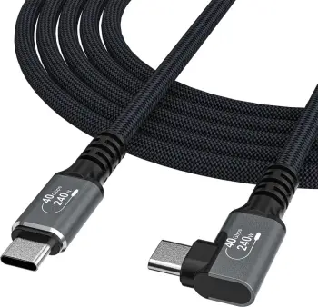 Kabllo USB-C Thunderbolt 4 me kënd 90°, Wozinsky WPS2-UY41S, 240W 40Gbps 2m, e zezë