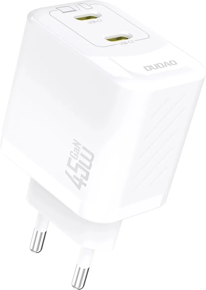 Karikues muri GaN, Dudao A28PEU, 45W PD, 2x USB-C, prizë EU, i bardhë - 1