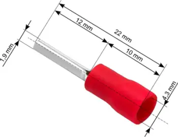 Terminal izolues ferrulë Blow 1.9/22mm, 0.5–1.5mm², set 100 copë, të kuqe