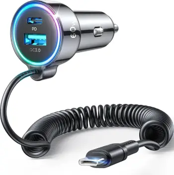Ngarkues makine Joyroom 55W, USB dhe USB C, me kabllo Type C, i zi