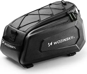 çantë bagazhi biçiklete, Wozinsky WSR-01B, 9 L, e papërshkueshme nga uji, montim me rripa Velcro, e zezë