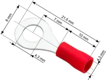 Terminal unazor i izoluar Blow 43-014, për vidë M4, 0.5–1.5mm², i kuq