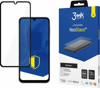 Xham mbrojtës ekranit, 3mk Protection, NeoGlass, për Samsung Galaxy A25 5G, mbulim i plotë, 8H, deri 350% më i fortë, i zi, set me aksesorë instalimi