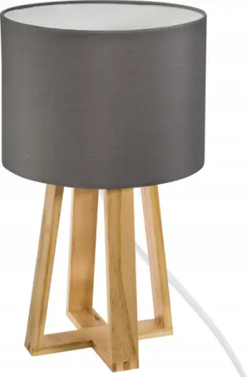 Lampë tavoline Atmosphera Molu Wood, 35cm, bazë druri, gri