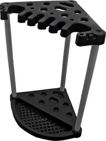 Mbajtës këndor për vegla kopshti Keter Corner Garden Tool Storage Rack, plastikë, i zi