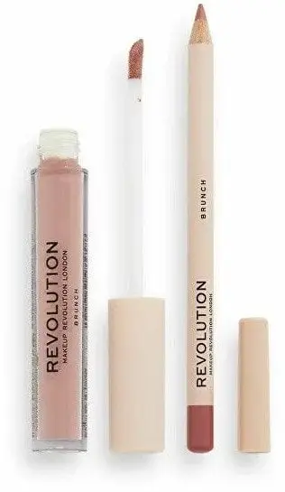 Set konturimi për buzë Makeup Revolution Lip Contour Kit Brunch, mat, nude taupe