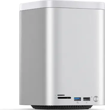 Stacion dokimi Orico MiniTower M435, M.2 NVMe/SATA + 2x HDD SATA 3.0, deri 56TB, RAID 0/1, USB-A 3.2 + USB-A 2.0, lexues SD/TF, argjendtë