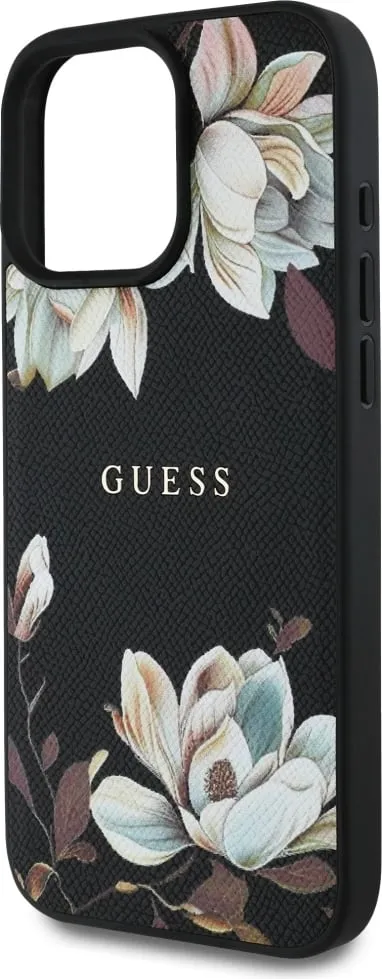 Mbështjellës MagSafe Guess Grained Printed Flower Pattern për iPhone 16 Pro Max 6.9", TPU/PC/eko-lëkurë, motiv lulesh, black - 3