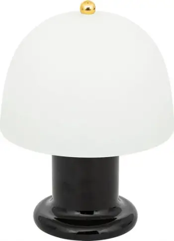 Lampë tavoline LED Atmosphera Rick, 21cm, kupolë xhami, e zezë