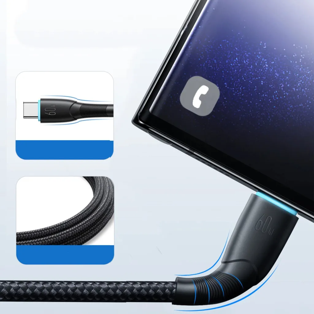 Kabllo USB-C në USB-C Joyroom Starry Series SA32-CC3, 1m, 60W, e zezë - 8