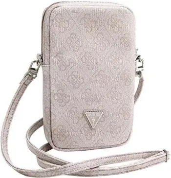Çantë telefoni, Guess, Zip 4G Triangle, 19x12x3.8 cm, rrip i rregullueshëm, rozë