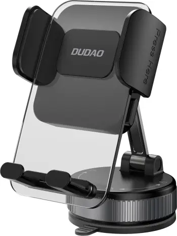 mbajtës makine për celular Dudao F24PLUS me kapje vakum, montim në panel, rregullim 360°, aliazh zinku/plastikë, i zi