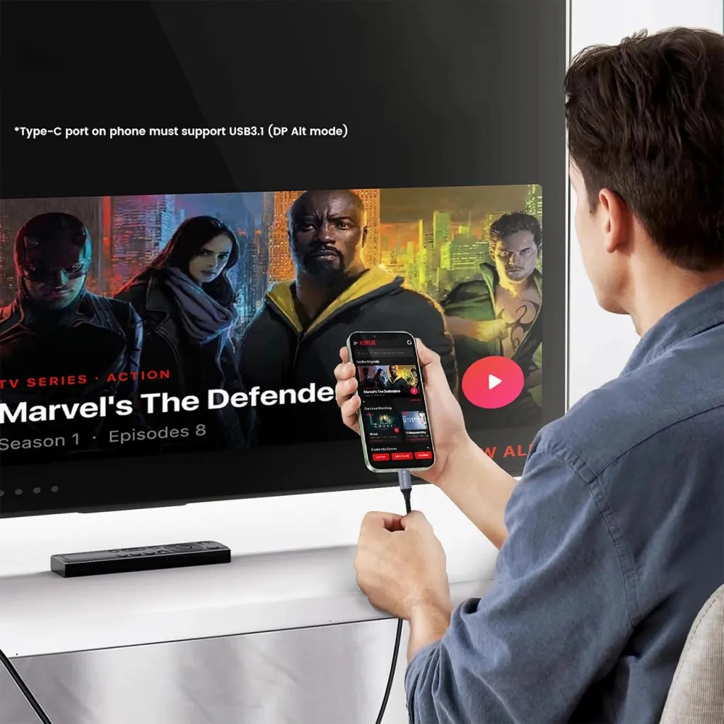 Kabllo USB-C në HDMI, Wozinsky WCCH-01, 4K 60Hz 1.8 m, e zezë - 3