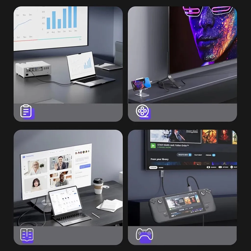 Kabllo USB-C në HDMI, Wozinsky WCCH-01, 4K 60Hz 1.8 m, e zezë - 6