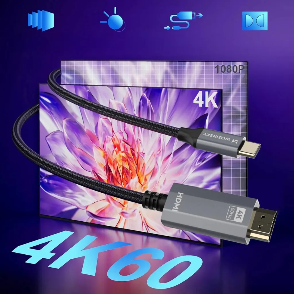 Kabllo USB-C në HDMI, Wozinsky WCCH-01, 4K 60Hz 1.8 m, e zezë - 7