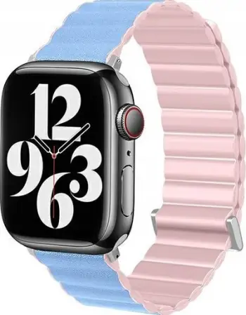 Rrip ore Beline Magnetic Pro për Apple Watch 42/44/45/49mm, magnetik, eco leather dhe silikon, rozë