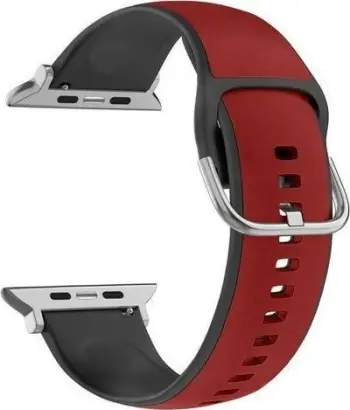 Rrip ore Beline për Apple Watch, 42 44 45 49mm, silikon dhe lëkurë, i kuq e zi