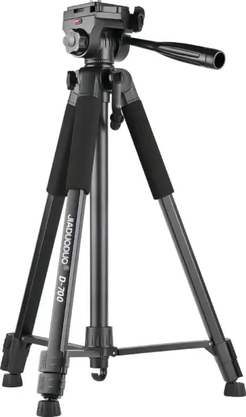 Tripod fotografik, Hurtel, alumin 57–170 cm, mbajtës smartphone, kokë e rrotullueshme, gri