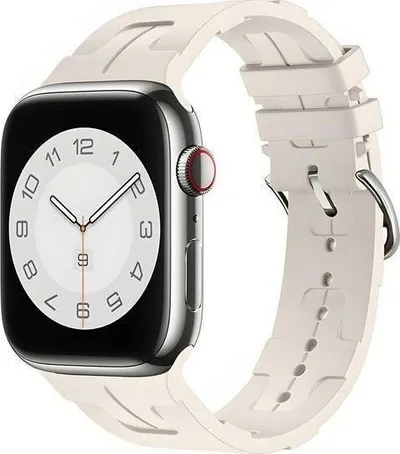 Rrip ore Beline Silicone për Apple Watch 38 40 41mm, silikoni, bezhë - 1