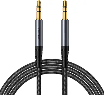 kabëll audio AUX 3.5 mm mashkull‑mashkull, Joyroom, SY-A08, 1.2 m, i zi