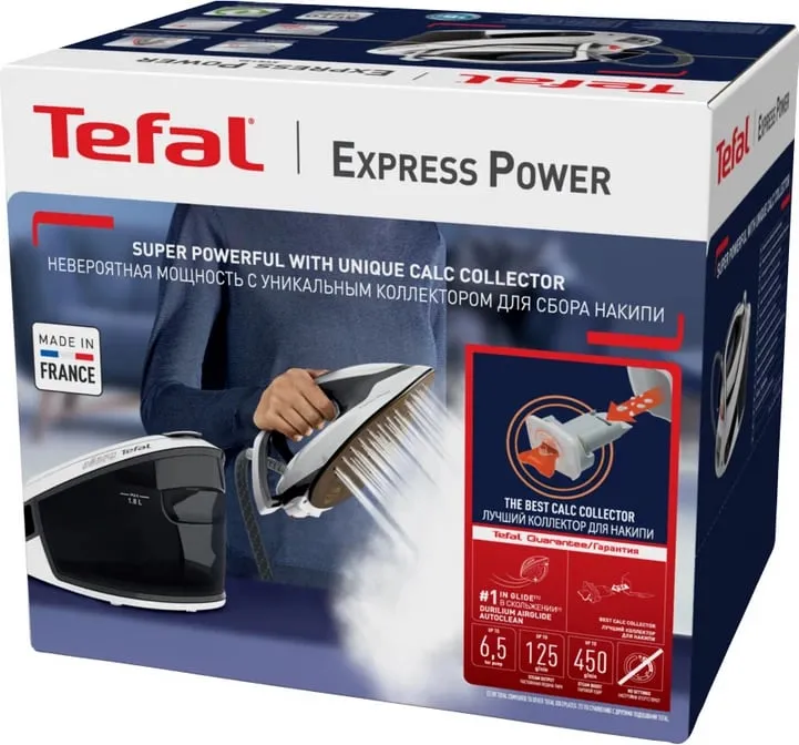Hekur me avull, Tefal, SV8130E0 Express Power, 2800W 6.5 bar 1.8L, bardh e zi - 9