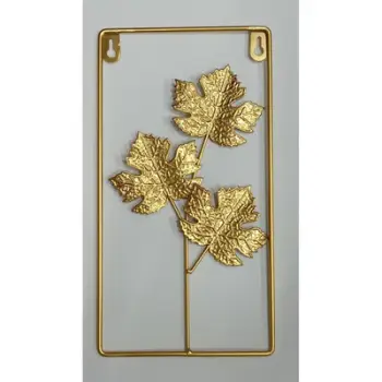 Dekor muri me gjethe metalike 16*30cm , gold . UNIMIKS