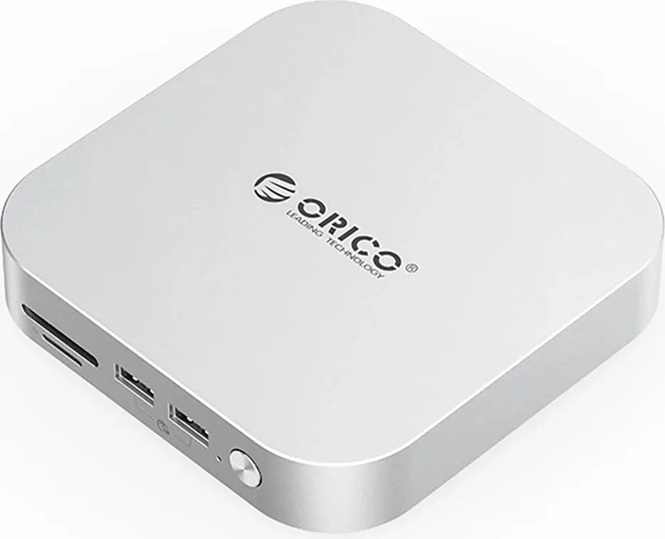 Docking station, Orico MiniLink, 9-në-1 me bay M.2 SSD NVMe, USB-C, për Mac mini/PC, argjendtë - 1