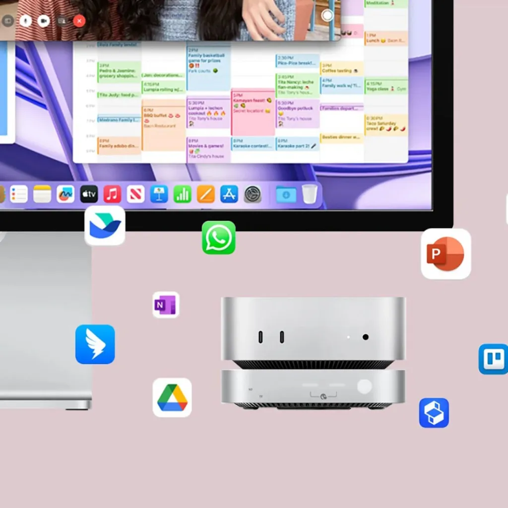 Docking station, Orico MiniLink, 9-në-1 me bay M.2 SSD NVMe, USB-C, për Mac mini/PC, argjendtë - 2