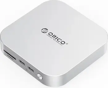Docking station, Orico MiniLink, 9-në-1 me bay M.2 SSD NVMe, USB-C, për Mac mini/PC, argjendtë