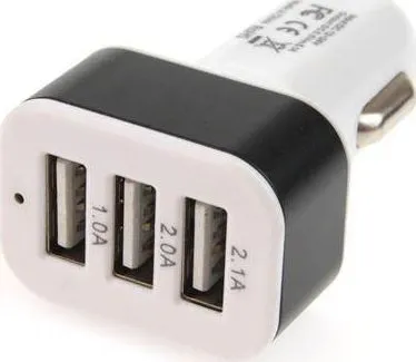 Karikues makine AMiO 01027, 3x USB, 12V 24V, i zi bardhë - 1