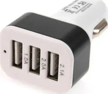 Karikues makine AMiO 01027, 3x USB, 12V 24V, i zi bardhë