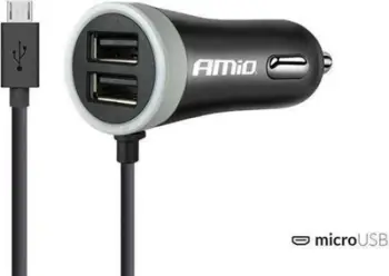 Karikues makine AMiO 02056, 2x USB, me kabllo microUSB, i zi