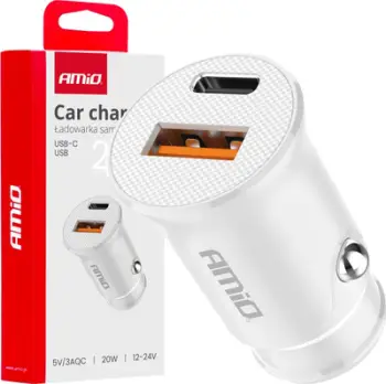 Karikues makine AMiO 03877, 2 porta USB USB C, karikim i shpejtë