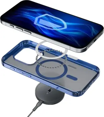 Mbështjellës, 3mk, Frosty MagCase për iPhone 14, MagSafe, matte, Military Grade, rezistent ndaj zverdhjes, blu transparent