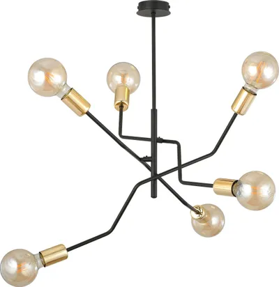 Lampë varëse Orno GIRO, 6x60W, E27, e zezë dhe e artë - 1