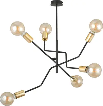 Lampë varëse Orno GIRO, 6x60W, E27, e zezë dhe e artë