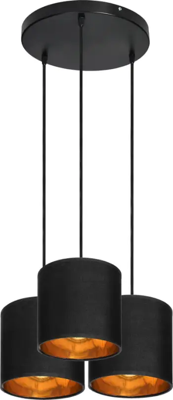 Lampë varëse Orno NEVA, 3x60W, E27, bazë e rrumbullakët, e zezë