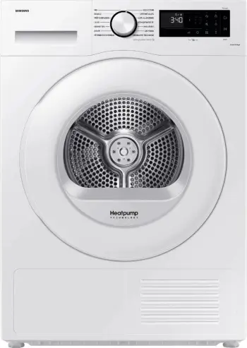 Tharëse rrobash, Samsung, DV90DG52A0TELE, 9 kg, pompë nxehtësie, Wi‑Fi, klasa energjie C, e bardhë