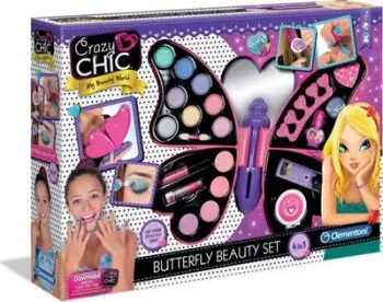 Set kozmetik për fëmijë Clementoni Crazy Chic Butterfly, make up dhe nail art, 6+ vjeç, shumëngjyrësh