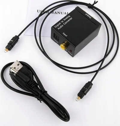 Konvertues audio Mozos VICTOR-2, Toslink/SPDIF në 2x RCA, me adaptor, i zi - 4