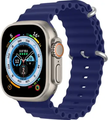 Rrip ore Dux Ducis OceanWave për Apple Watch 41 40 38mm, silikon, blu e errët